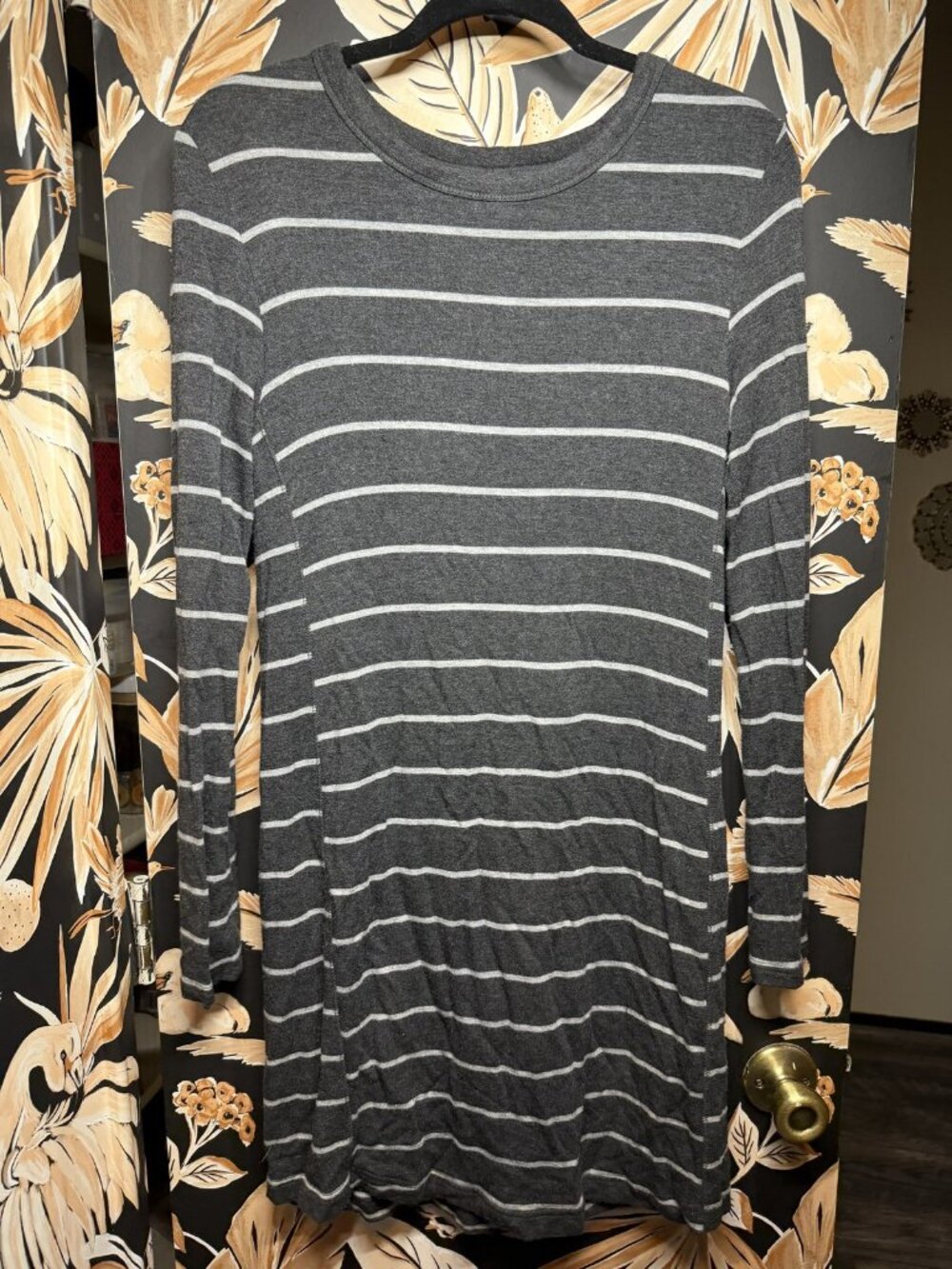 Lou & Grey Gray Striped Sweater Dress Long Sleeve Size S